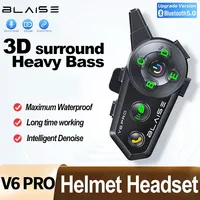 BLAISE V6 PRO Motorcycle Intercom Helmet Bluetooth Headsets,Handsfree Communicator Up to 6 Riders Interphone with Music Sharing