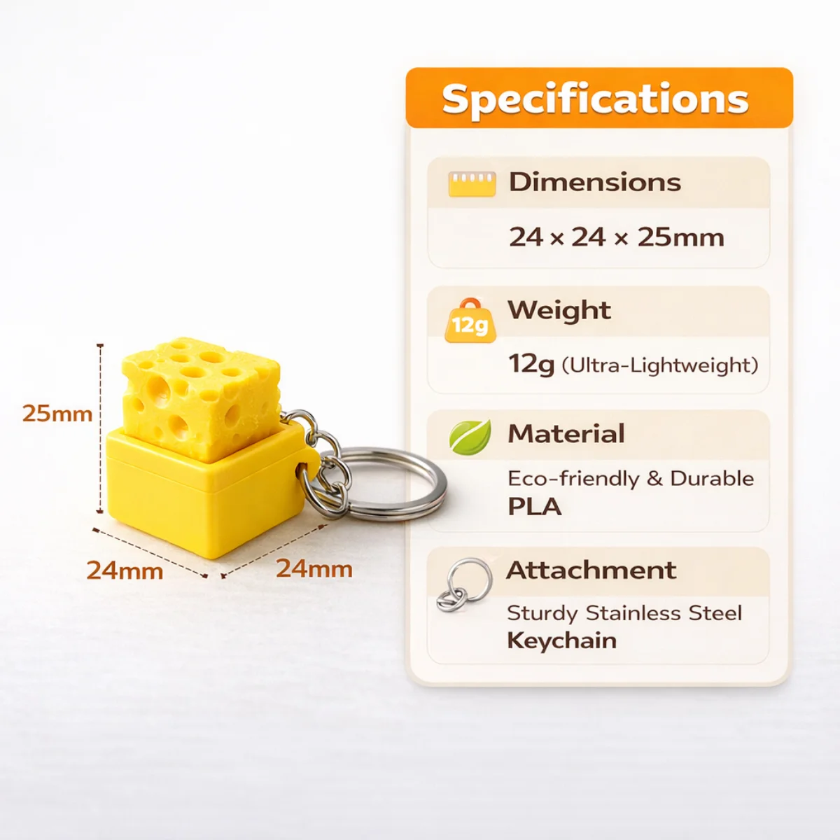 Käse-Clicker Fidget-Schlüsselanhänger, Käse-Tastatur-Stil Sensorisches Spielzeug zur Stresslinderung, Angst- und ADHS-Behandlung, Entspannungsgeschenk für Kinder – Detail 2