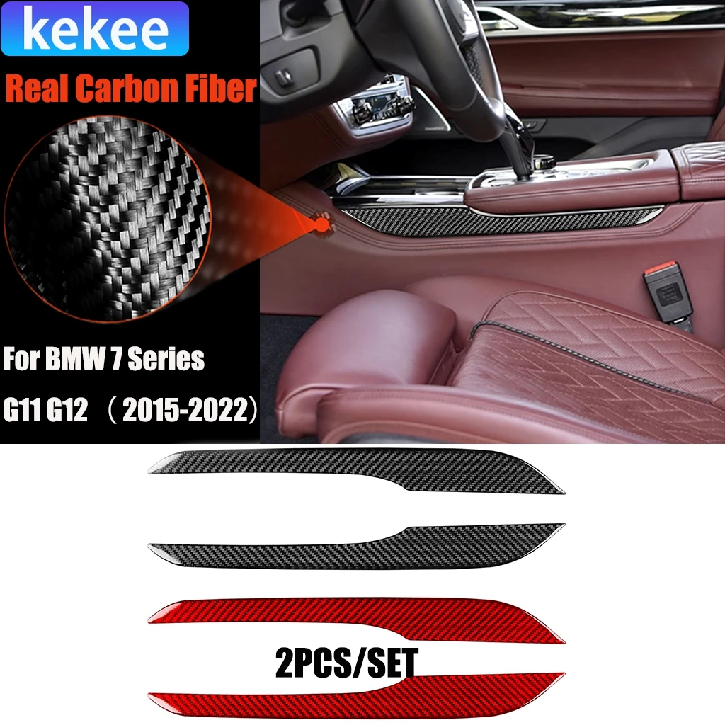 

Carbon Fiber Car Accessories Gear Shift Side Panel Modified Exterior Trim Cover Soft Sticker For BMW 7 Series G11 G12 2015-2022