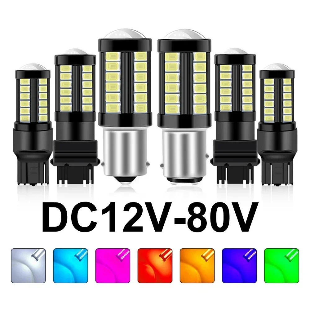 

2X 1156 BA15S P21W 1157 P21/5W BAY15D BAU15S PY21W T20 7443 7440 3157 3156 LED Tail Bulb Brake Reverse DRL Signal Light 12V 24V
