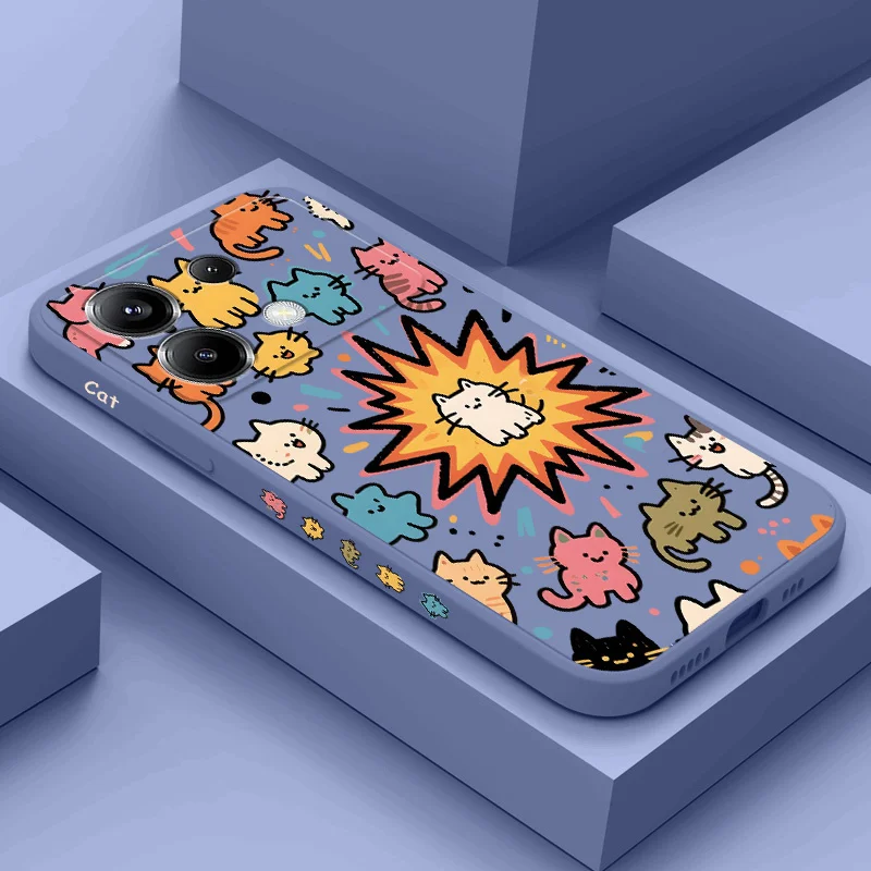 

Exploding Cute Cat Phone Case For Xiaomi Poco F7 X7 X6 F6 M6 M5 M5S F5 X5 F4 X4 M4 F3 M3 X3 Pro 4G 5G GT Silicone Cover