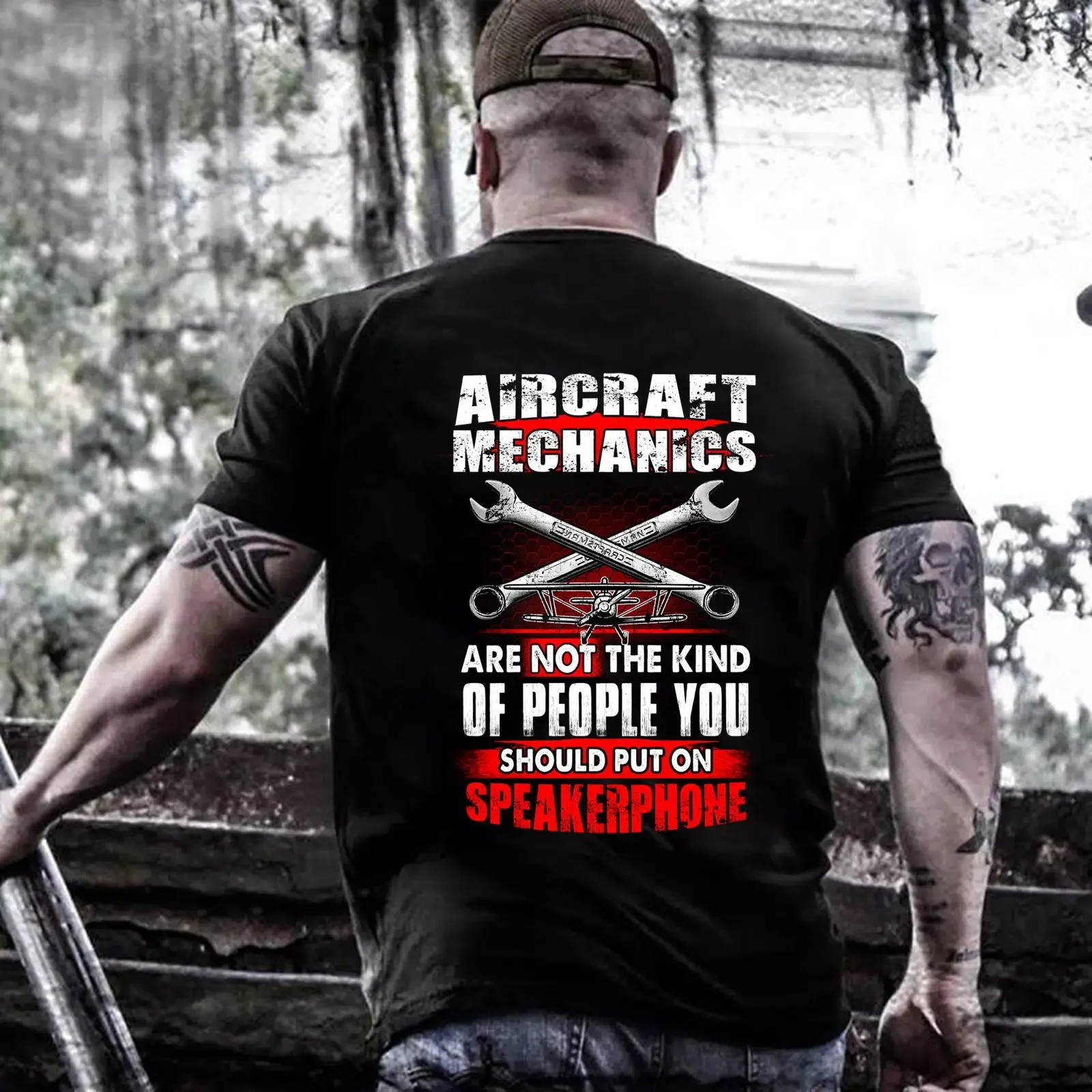 Men's Aircraft Mechanic Funny Speakerphone Quote T Shirt for Aviation Maintenance Technicians vintage Washed homme Stylish