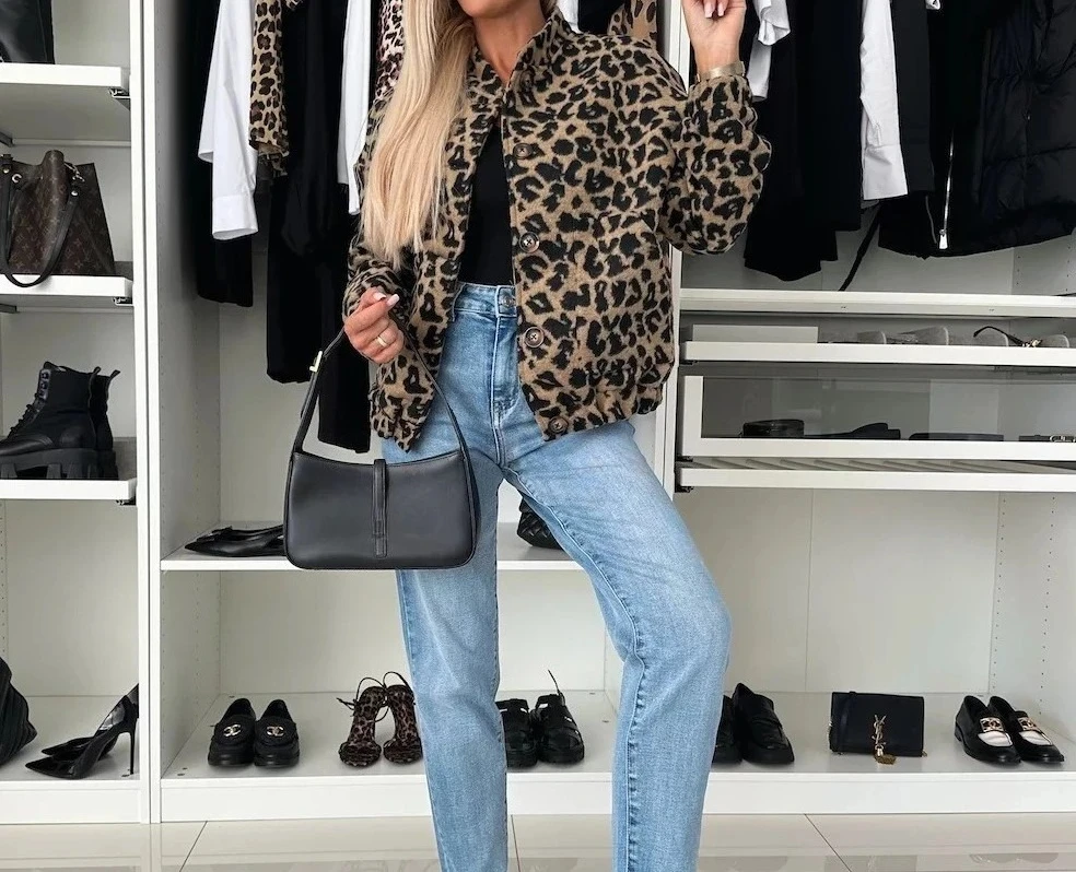 2025 Vintage Babes Leopard Print Jacket Women's New Loose Casual Jacket Design Sense Niche Top