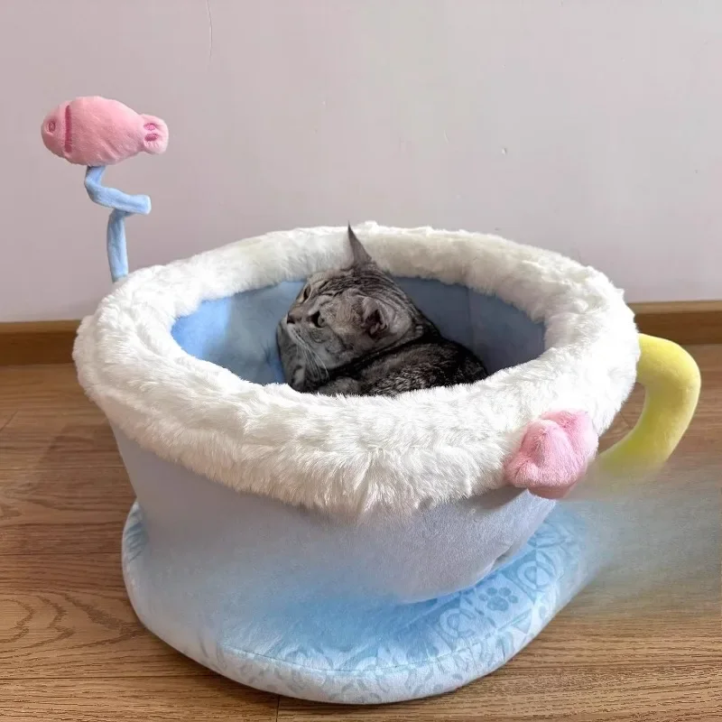 Cat Nest Plush Teacup Cute Pet Nest Cat Nest Four Seasons Universal Cat Villa