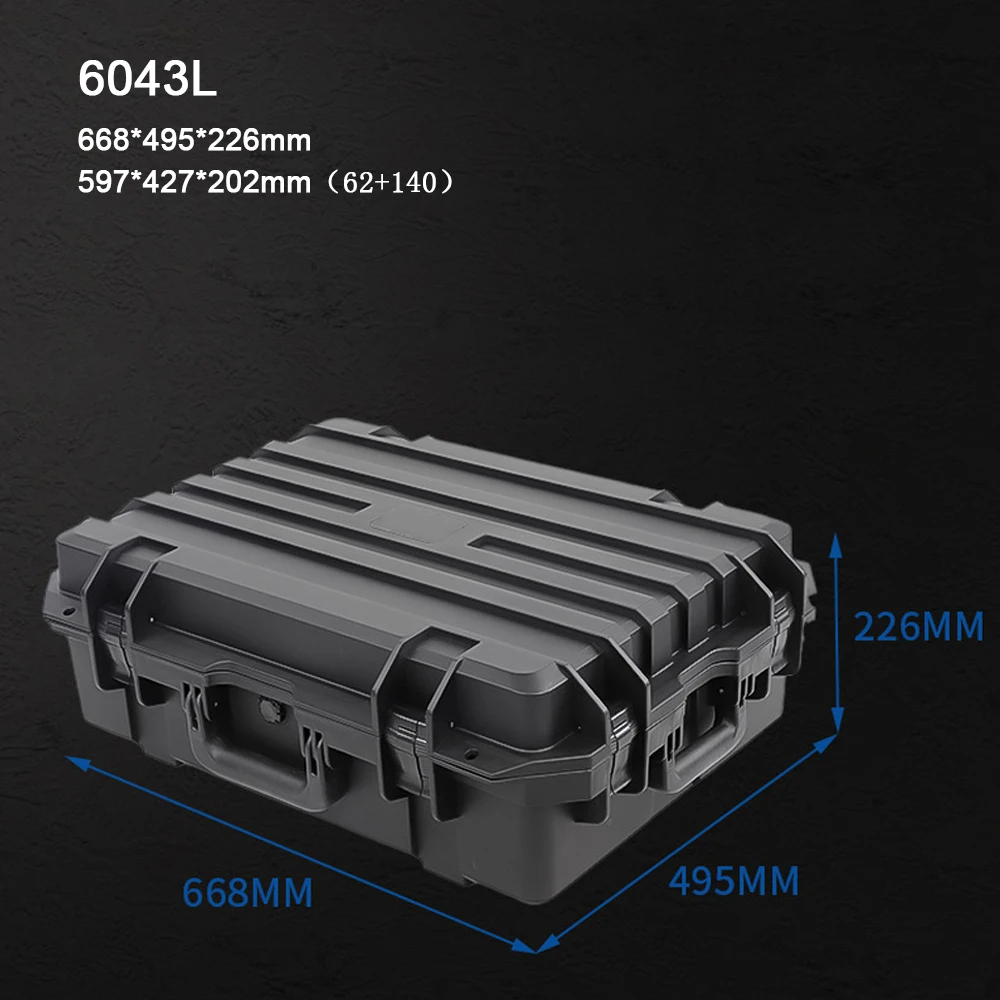 Caja de protección de seguridad portátil para transporte, suministros de equipo militar, caja de herramientas impermeable de plástico, 6043L