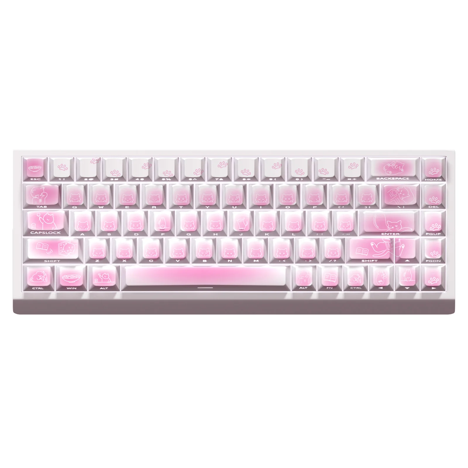 

Side Printed PBT Cherry Profile Cute Cats Themed Translucent Keycaps,74 Keys,for Cherry MX Switches 60/61/68 Mechanical Keyboard