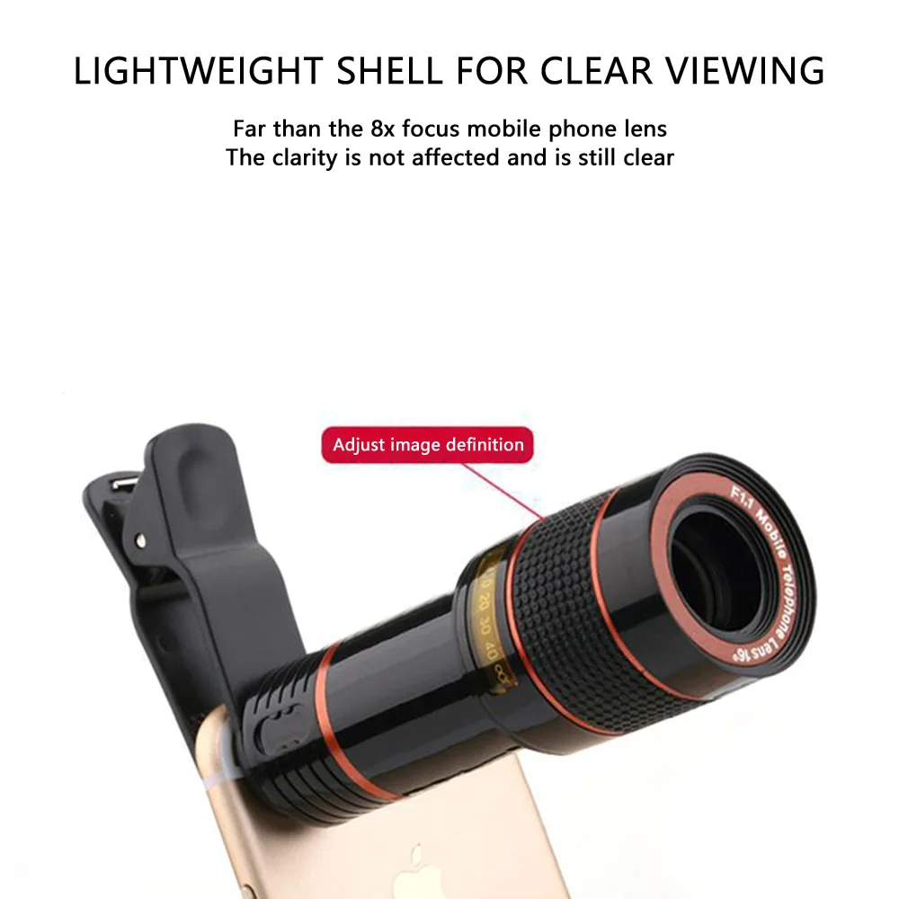 12×Zoom Mobile Phone Binoculars HD Monoculars with Mobile Phone Holder And Eyepiece Cover Compatible with General Mobile Phones