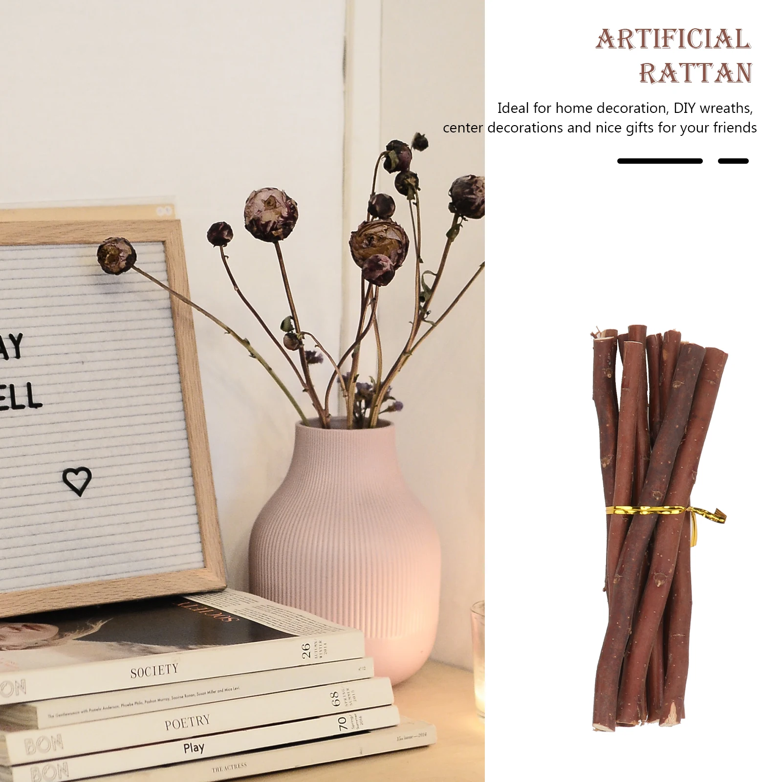 

40pcs Faux Simulated Vine Branches Wooden Sticks Crafts DIY Decorative Dry Branches for Photo Props Farmhouse Table Staff