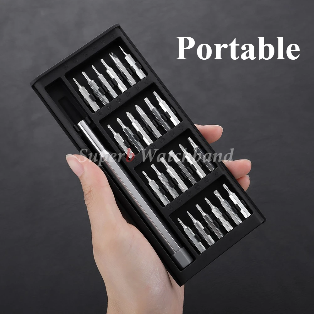 مجموعة مفك براغي دقيقة صغيرة 25 في 1 مفك براغي مغناطيسي مجموعة أدوات إصلاح لساعة الكاميرا والكمبيوتر اللوحي والنظارات