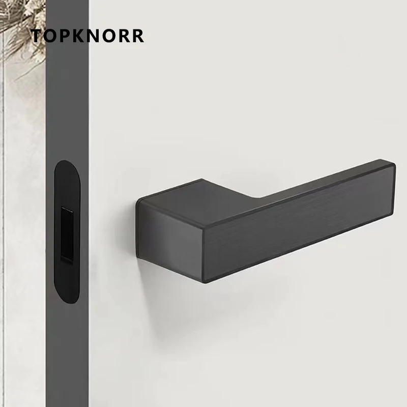 New Bedroom Magnetic Suction Door Lock Hidden Key Door Handle Modern Minimalist Indoor Mute With Key Black Wooden Door Lock