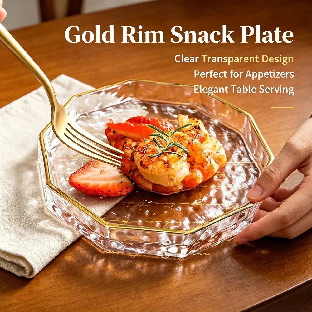 Transparent Glass Display Tray Crystal Texture Holds Cosmetics Dessert Wine Ornament for Wedding Banquet Home Desktop Layout