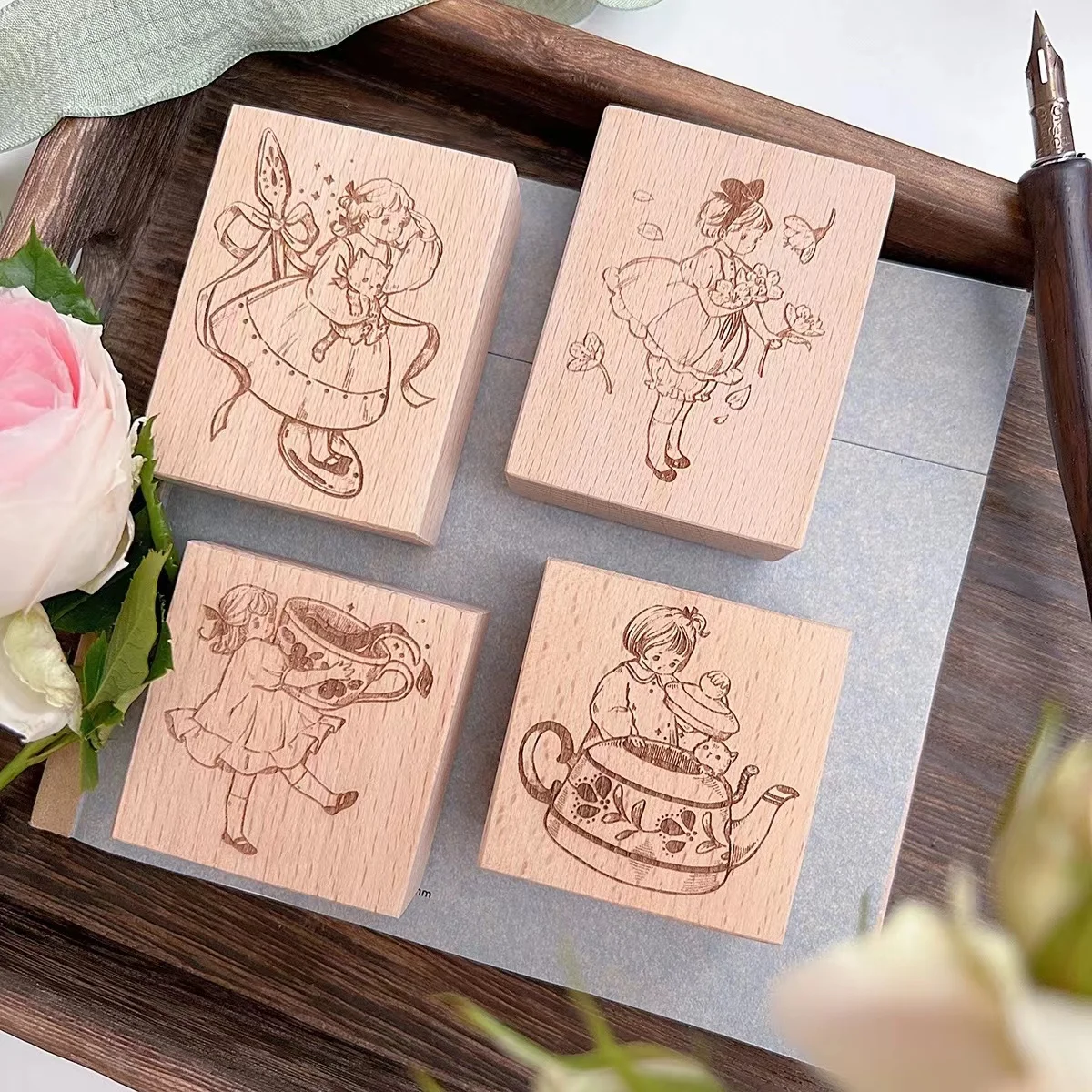 Vintage Girls And The Distance Wooden Rubber Stamp for DIY Scrapbooking Photo Album Card Making