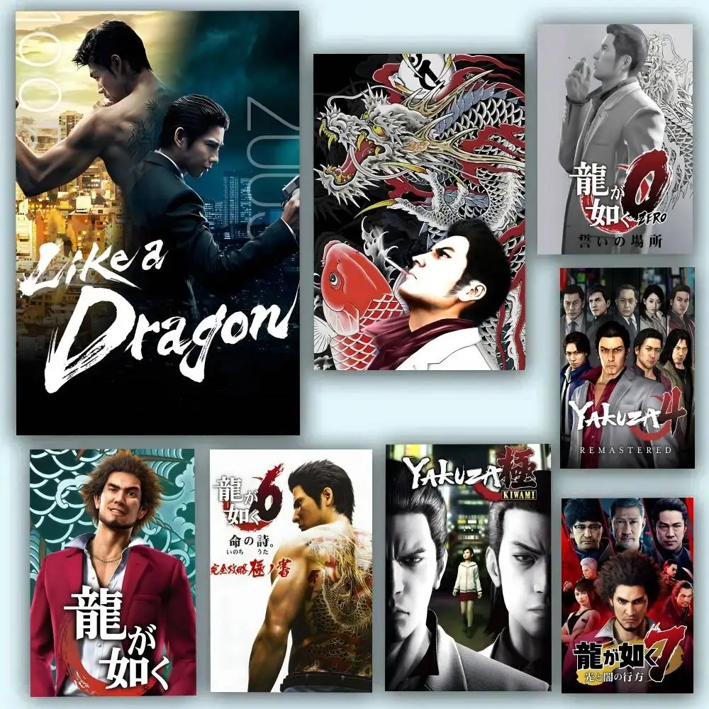 Classic Game Yakuza Like a D-Dragon Posters Self Adhesive Waterproof Ideal For Living Room Bedroom Bar Decoration