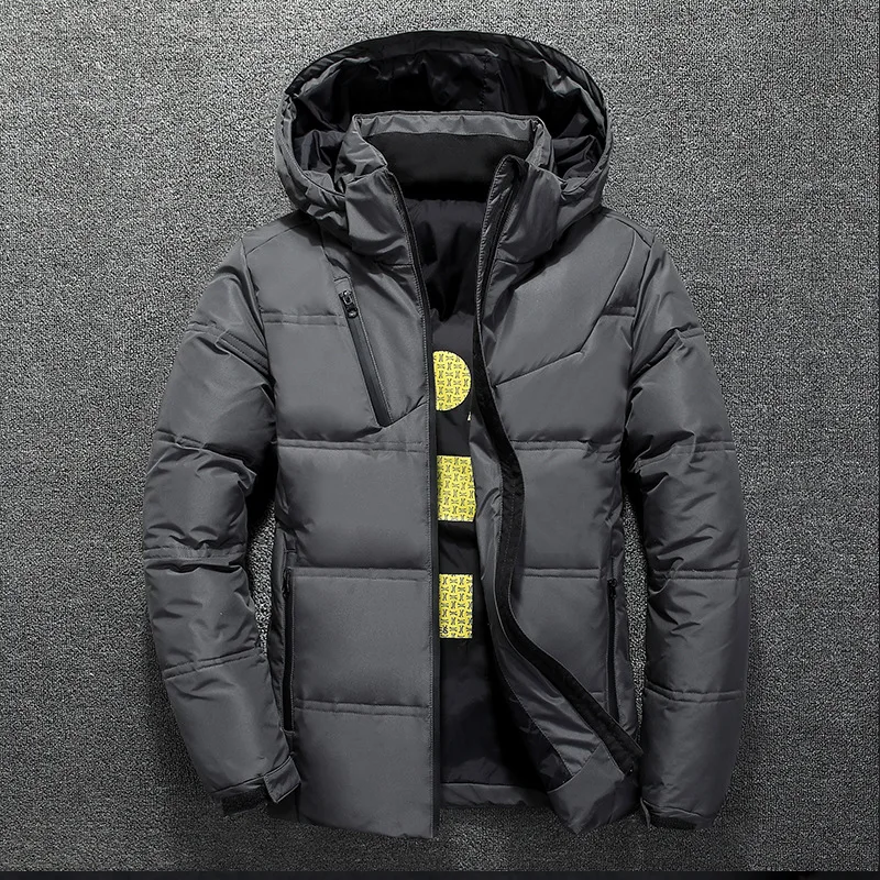 Winter Warme Männer Jacke Mantel Casual Herbst Stehkragen Puffer Dicken Hut Weiße Ente Parka Männliche männer Winter Unten jacke Mit Kapuze