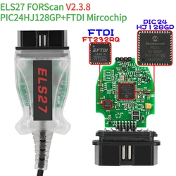 Els27 v2.3.8 forscan obd2スキャナー、Pic24hj128gp、ftdi、mircochip、多言語、フォード、マツダ、lSuunn、水銀、自動車ツール、2023