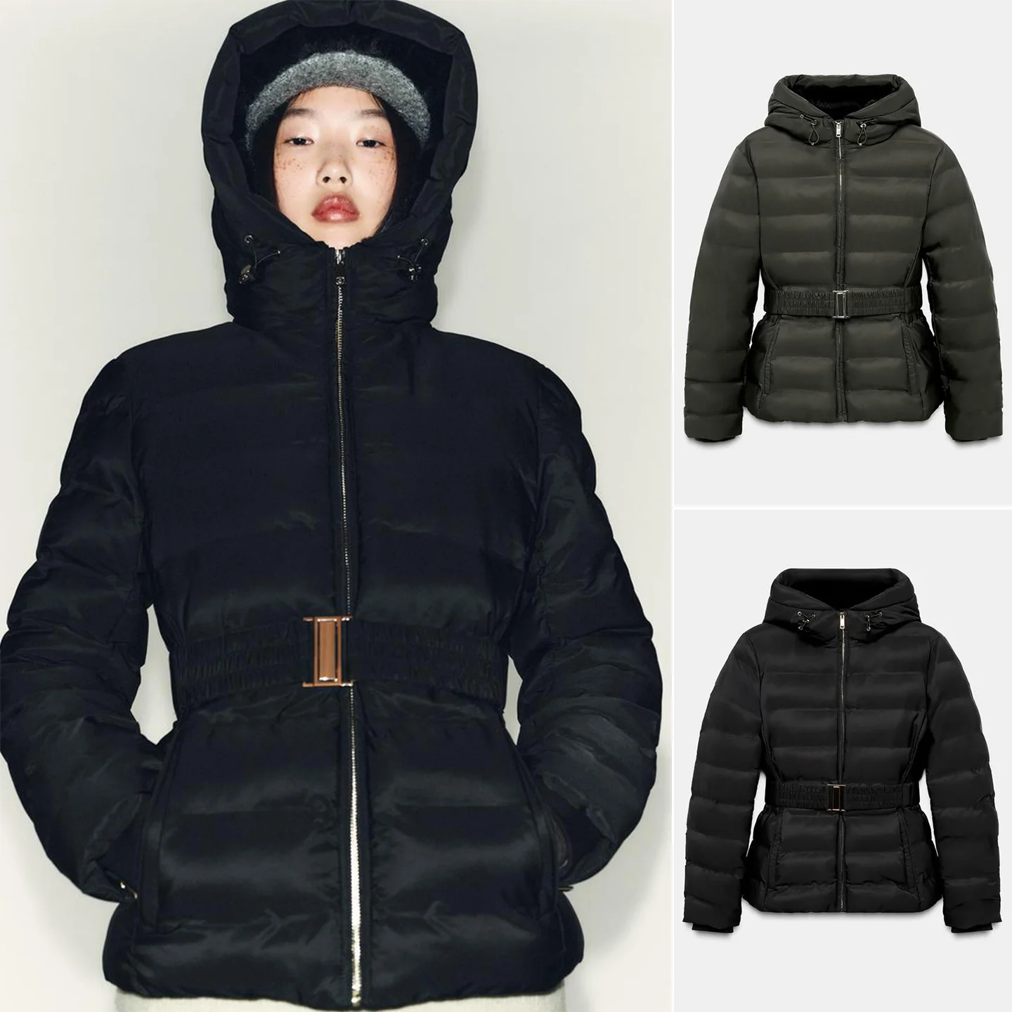 

Winter Women's Casual Long Sve Hooded ort Fit Thiened Waterproof Windproof Jaet Coat Zipper Closure Color