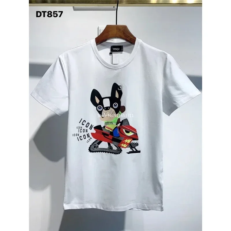 2024 Summer Classic Men Icon T Shirt Casual Short Sleeve Dog Print DSQ2 Anime Tshirt Summer Harajuku T-Shirt Tops Tee Shirt