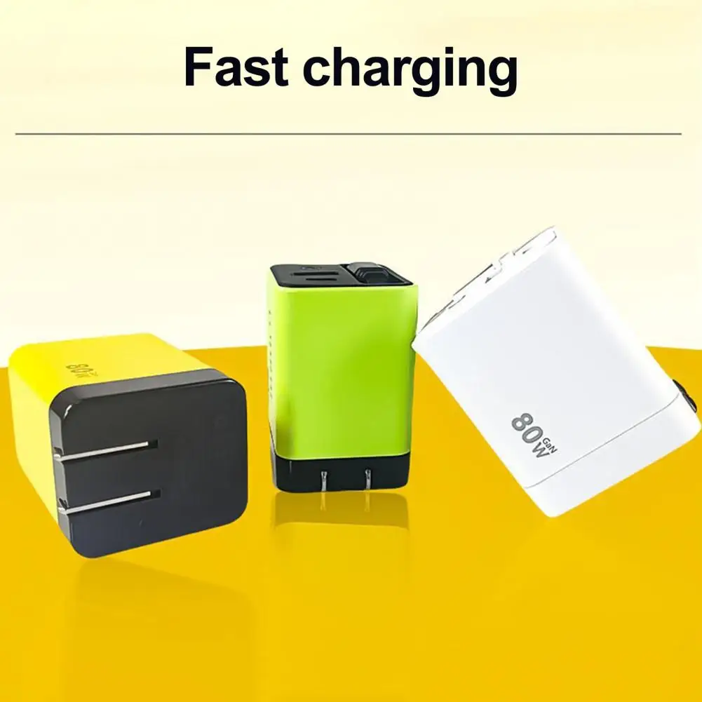 

Quick Charge Technology 80w Fast Charger Module Wall Charger with Telescopic Type C Cable 2 Usb Ports for Smartphones Laptops