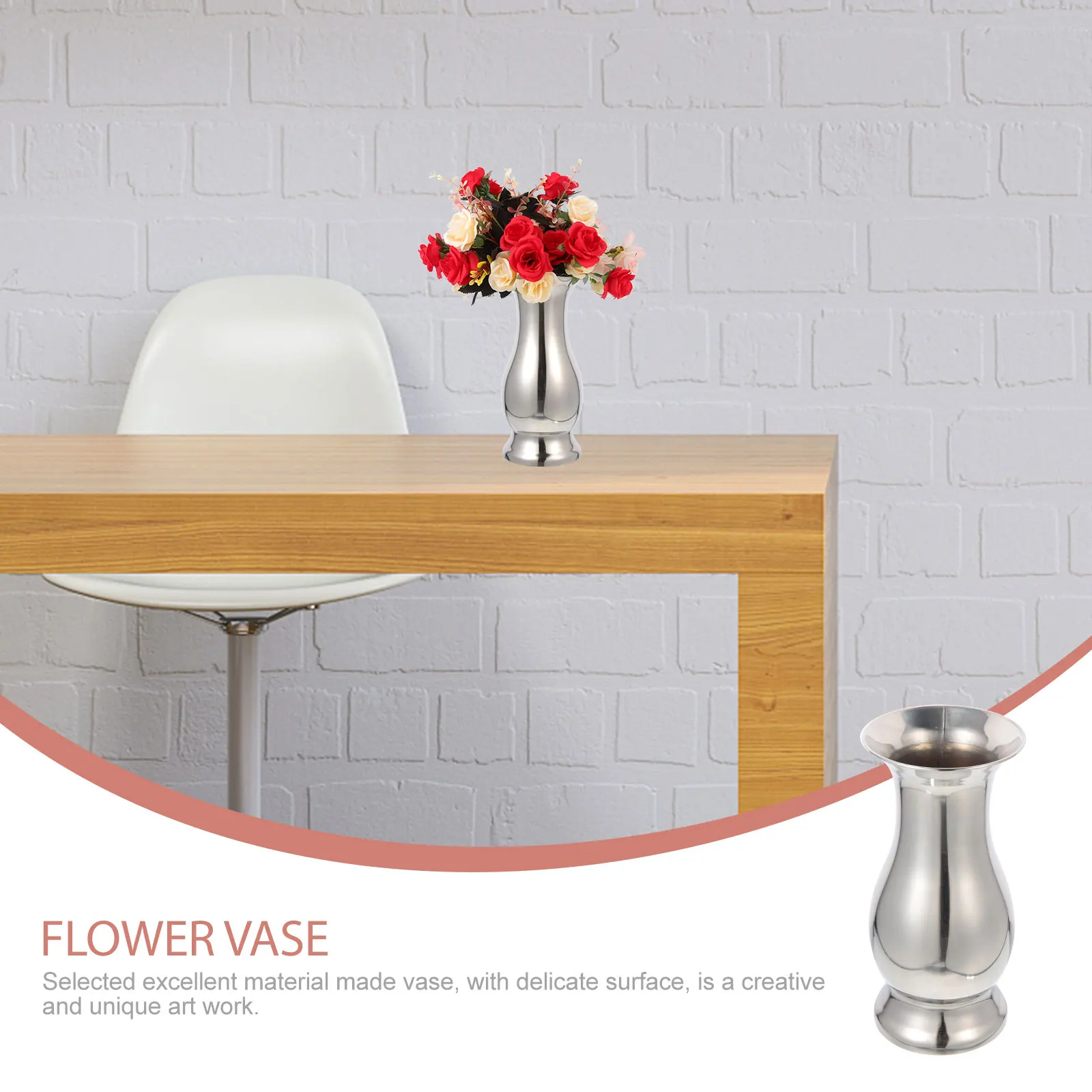 

Stainless Steel Flower Decorative Desktop Centerpiece Metal Vase For Home Decoration Modern Art Craft Wear Resistant
