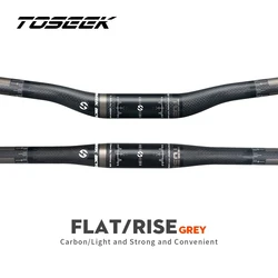 TOSEEK TM10 Grey Matte 3K Carbon Fibre Bike Handlebar MTB Bicycle Handlebars 31.8mm Rise or Flat Handlebar 580mm - 760mm
