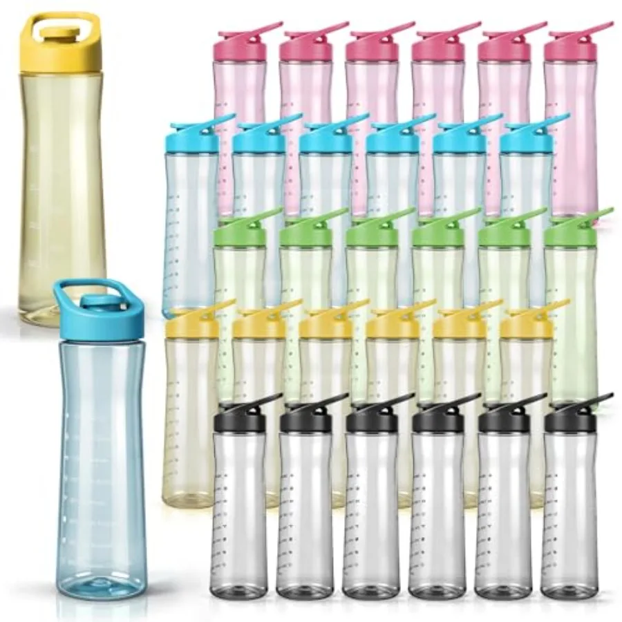 

30 Pcs Motivational Plastic Water Bottle Bulk with Timeline 22 oz Water Bottles Reusable Leak Proof Flip Top Sports Bottles wit