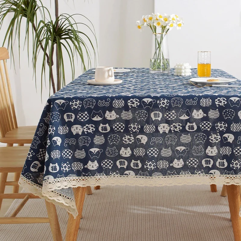 

P0168 and linen tablecloth fabric, internet famous girl heart plaid desk pad, rectangular small fresh tea table pad, dining