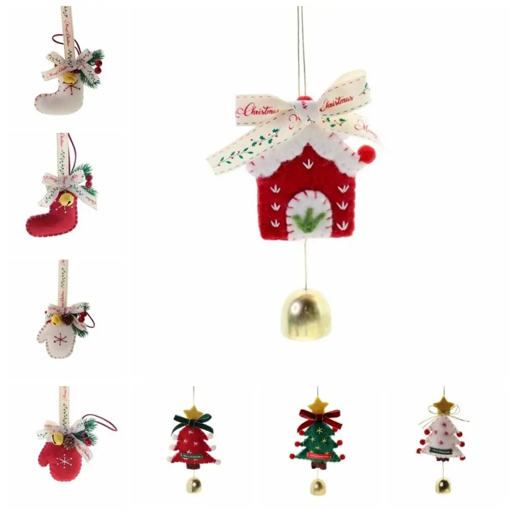 Creative Christmas Tree Pendant Exquisite Felt Christmas Tree Ornaments with String Handmade Xmas Hanging Decorations