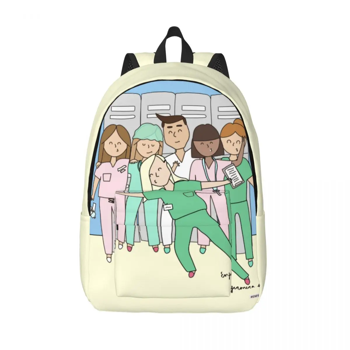 

Elementary High College School Student Backpack Enfermera En Apuros Doctor Nurse Health Bookbag Men Women Canvas Daypack Durable