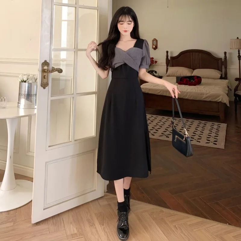 Plus Size Women's Long Sleeve Dresses Clothes Chic And Elegant Pretty On Promotion Party Hot Full One-piece Black Female Dress