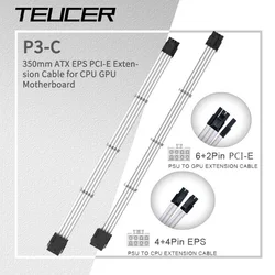 TEUCER 350mm ATX EPS PCI-E Extension Cable for CPU GPU Motherboard 24PIN 4+4PIN 6+2PIN 8PIN PSU Extension Cord