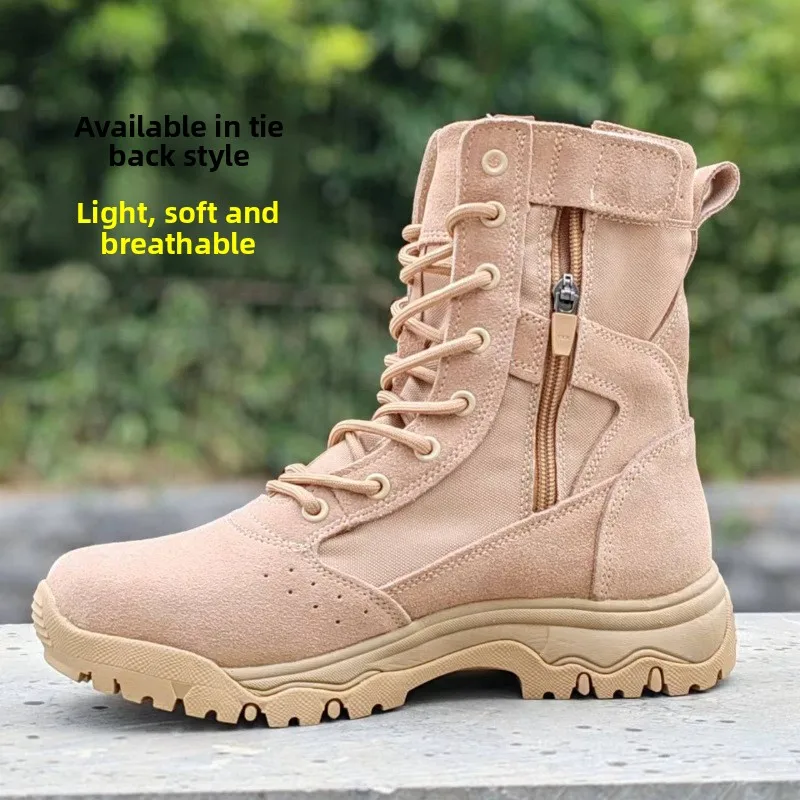 

Men's Tactical Boots, Desert Hiking Boots Soft Sole with Cotton Waterproof Anti Slip Wear-resistant Zipper, Women's Hiking Shoes