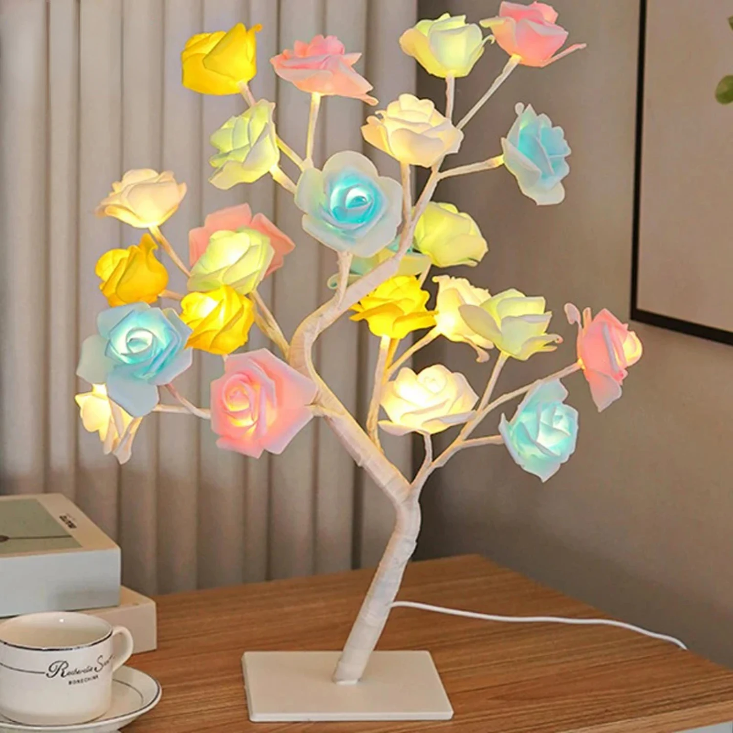 Create the perfect ambiance with this exquisite and elegant USB night light - a stunning decorative rose flower tree table lamp