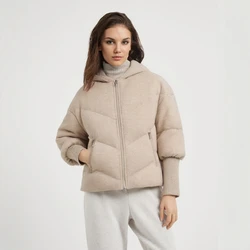 CA-61 Abrigo de lujo con capucha y manga roscada para mujer, chaquetas para mujer, abrigos de plumón para mujer, chaqueta de plumón de pato, ropa para mujer