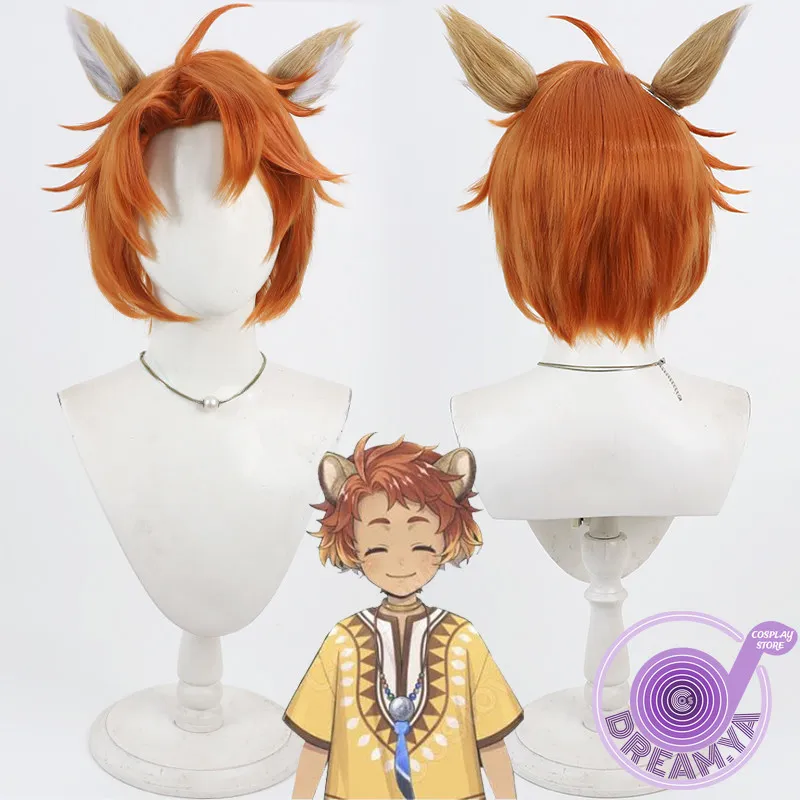 

Cheka Cosplay Wig Twisted Neverland Orange Short Heat Resistant Synthetic Hair Halloween Party Role Play Carnival + Free Wig Cap