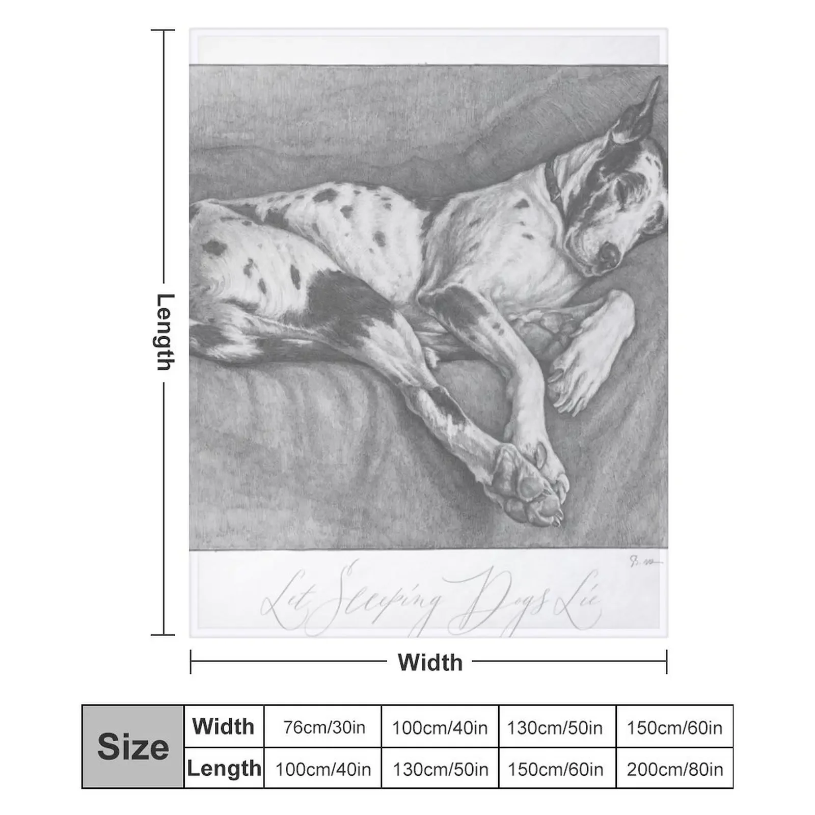 Great Dane pencil drawing circa 1930 Throw Blanket sofa bed Soft Plaid Sleeping Bag Heavy Blankets