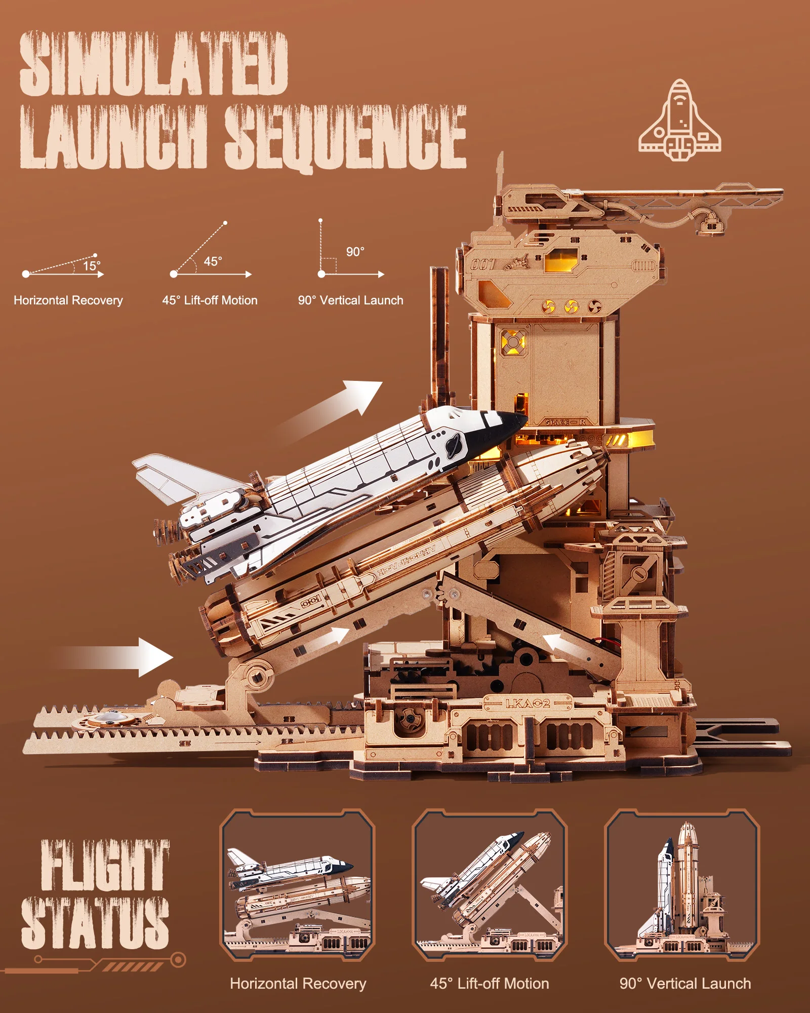 ROKR 3D Wooden Puzzle Space Shuttle LKA02 Model Kit 3