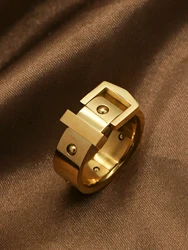 1 Piece Vintage Stainless Steel Cast Geometric Men Ring Stylish Unique Finger Jewelry for Women Men