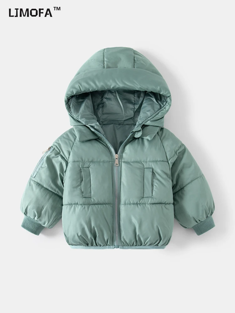 

LJMOFA Children Winter Jacket Parkas For Girl Boys Thicken Warm Zipper Hooded Kids Teenage Baby Toddler Down Coat Outerwear D172