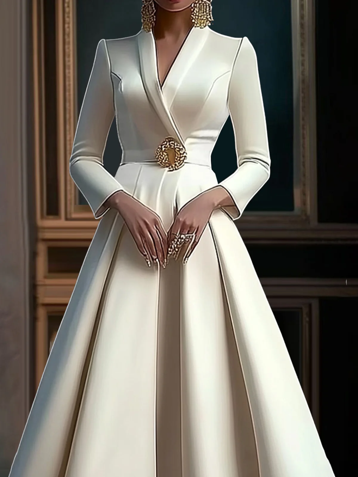 봄 가을 우아한 파티 이브닝 ​​드레스 여성 패션 섹시한 v 넥 Pleated 공식 연회 a 라인 드레스 Vestidos para mujer