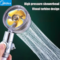 Midea High Pressure 360° Rotation Turbo Fan Shower Water Saving Spray Adjustable Showerhead Filters Bathroom Accessories New