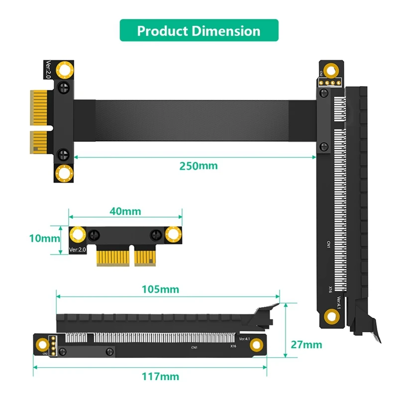 Cable extensor PCI-E PCI Express 3,0 1X a 16X, Mini PCI Express, 24Cm