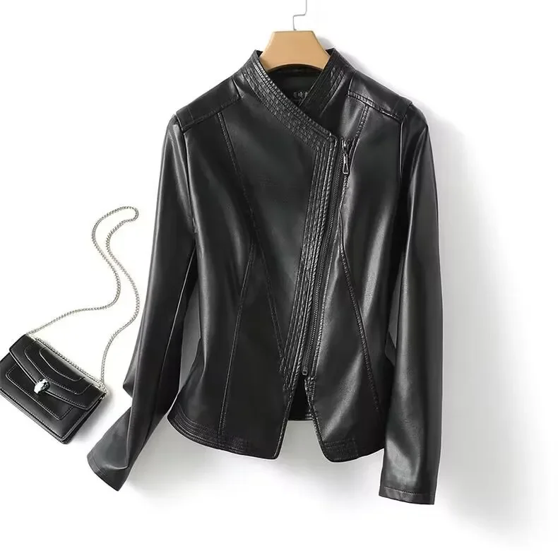 2018 herbst/Winter jacken NEW Fashion MS Tops mantel Schlank kurzen absatz PU ledermantel Langen ärmeln ledermantel Frauen 1118