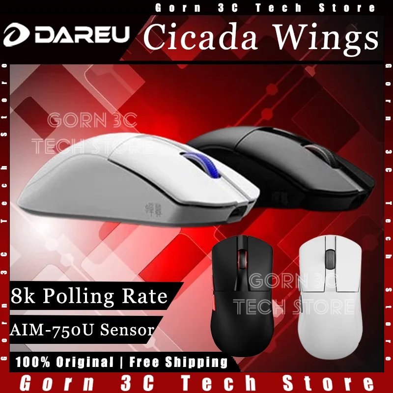 DAREU A950Air Cicada Wings Gaming Mouse Dual Mode Paw3950 Sensor 8k Polling Rate Lightweight Esports Customized Gaming Mouse