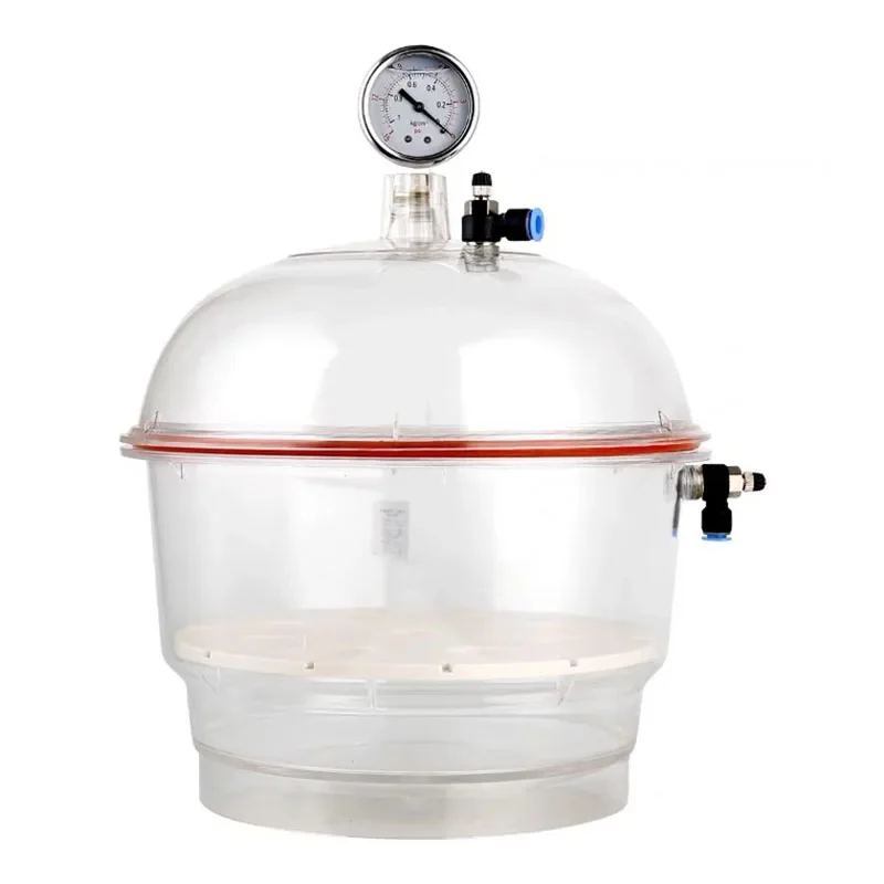 

PC150-2 150MM Polycarbonate Plastic Vacuum Dryer Laboratory Dryer Transparent Vacuum Drying Kettle Double Valve Pressure Gauge