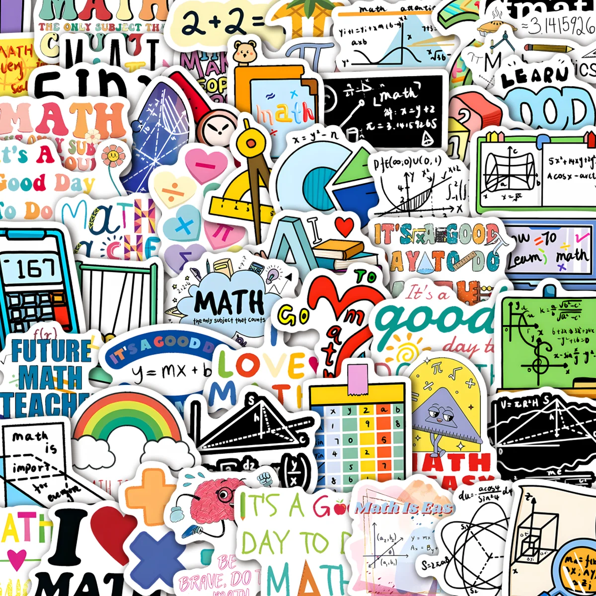 100pcs Math Equation Vinyl Stickers | Colorful Fun Educational Decals for Skating Cycling Phone Case Luggage, Number Enthusiasts