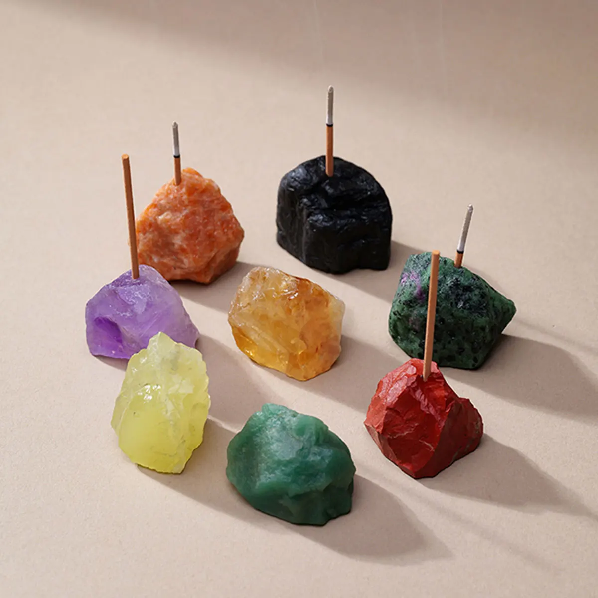 1PC Natural Crystal Amethyst Rose Quartz Raw Stone Incense Holder Irregular Ore Mineral Specimen Energy Healing Home Decor Gift