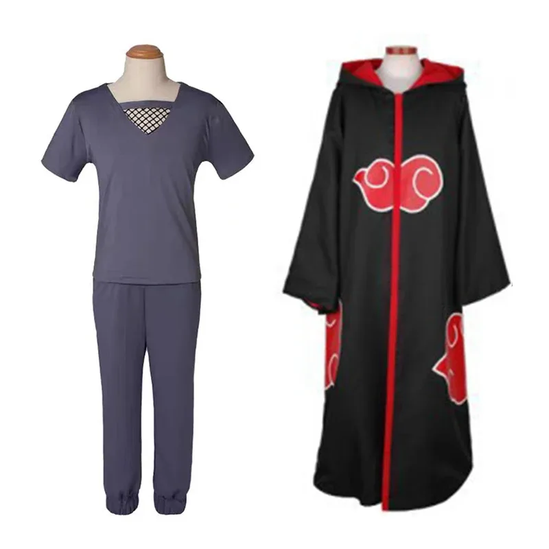 Anime Uchiha Itachi Akatsuki Costume Cosplay Top Pantaloni Biancheria intima Mantello Mantello Set completo Vestito di ruolo Abiti da festa di Halloween