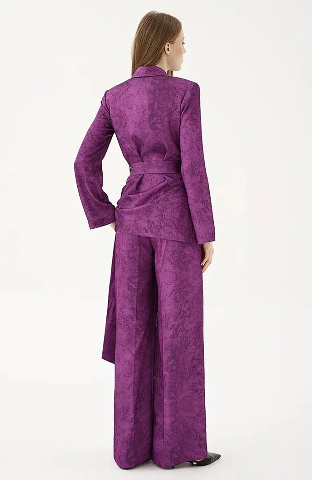 Women's Dresses Suit Gowns With Belt Elegant Peaked Lapel Jacket Coat And Pants For Female Satin 2 Pieces Suit Customized W222