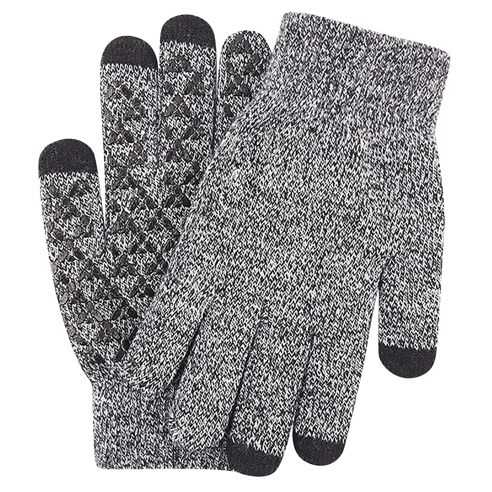 Winter Warm Texting Gloves For WomenKnit Gloves Touchscreen Anti-Slip Silicone Gel Thermal Soft Elastic Cuff Texting Gloves