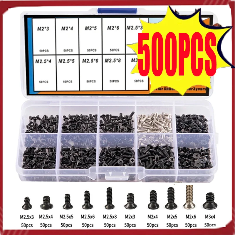 500PCS M2 M2.5 M3 Screw Set, Laptop Screw Kit for Repair Computer Electronic IBM HP Dell Lenovo Samsung Sony